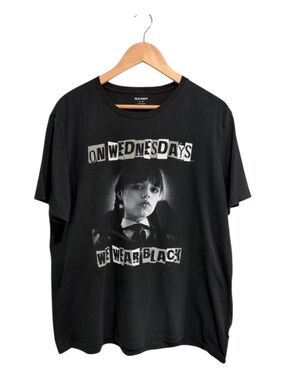 Old Navy Black Women’s Tee "On Wednesdays We Wear Black" Wednesday Addams Cotton